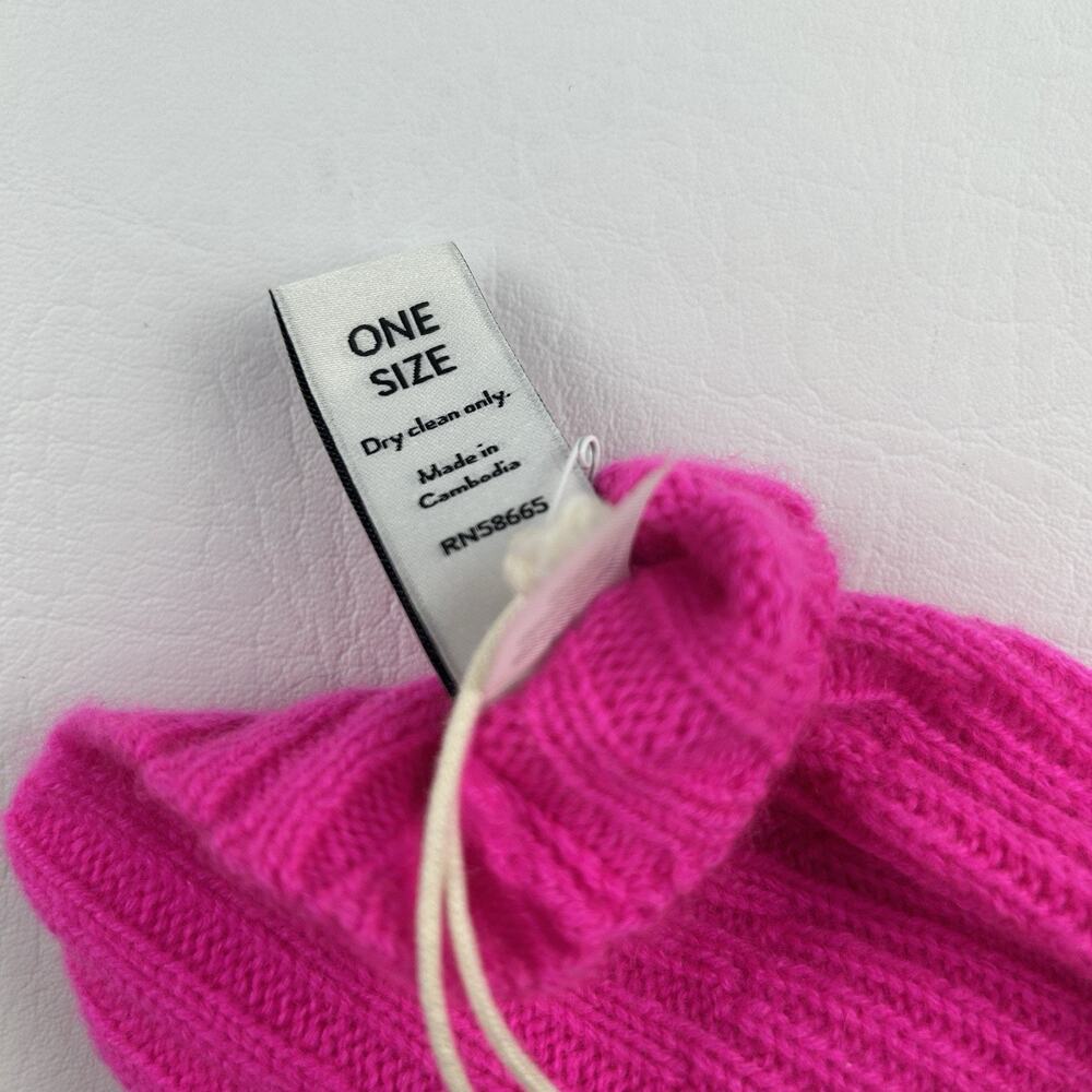 Nordstrom 100% Cashmere Rib Knit Beanie Hat Pink One Size Soft Luxury NWT - Picture 6 of 8